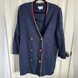 Vintage Jeffrey & Dara by Linda Hutley Navy Oversized Blazer
